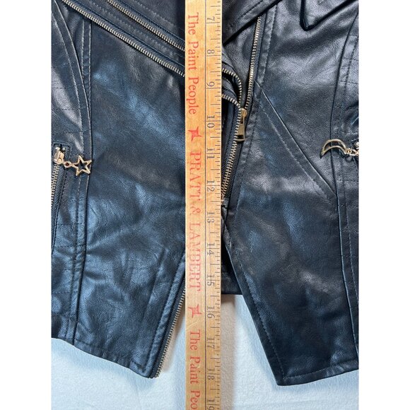 Doe a Dear Children's Size 5 Black Vegan Leather Moto Biker Style Zip Jacket - Picture 13 of 16